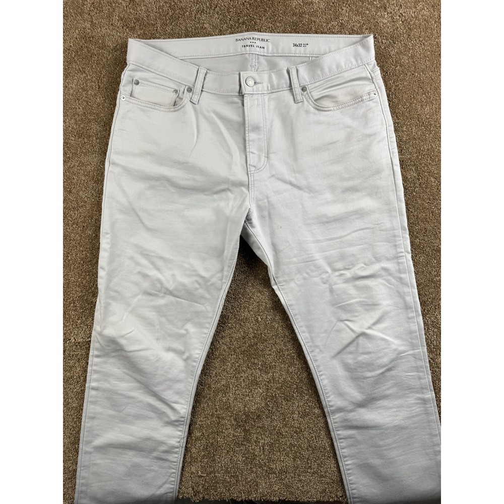 Banana Republic Travel Jean Lot Mens 34x32 Athletic Slim Fit Navy Green Gray 3pk - Picture 15 of 16